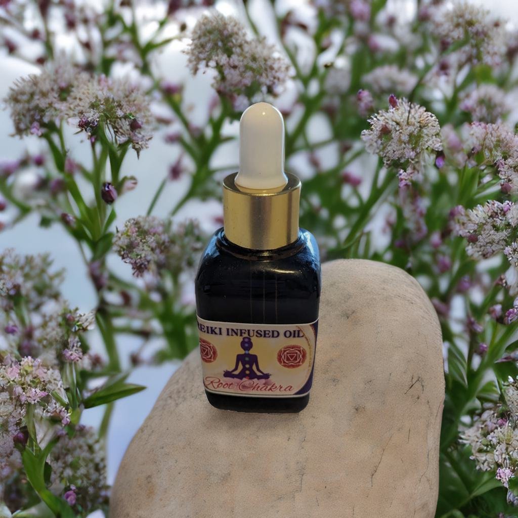 Reiki Infused 1 oz Dropper Bottle Oils with Crystals