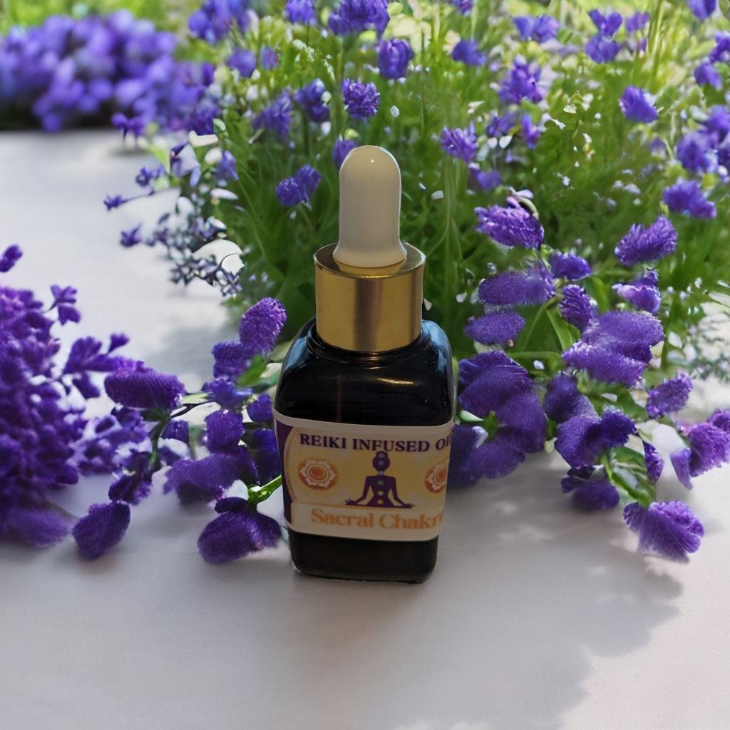 Reiki Infused 1 oz Dropper Bottle Oils with Crystals