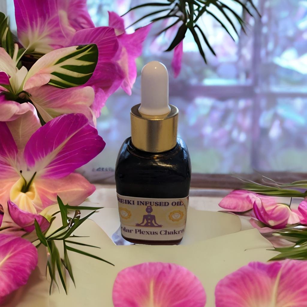 Reiki Infused 1 oz Dropper Bottle Oils with Crystals