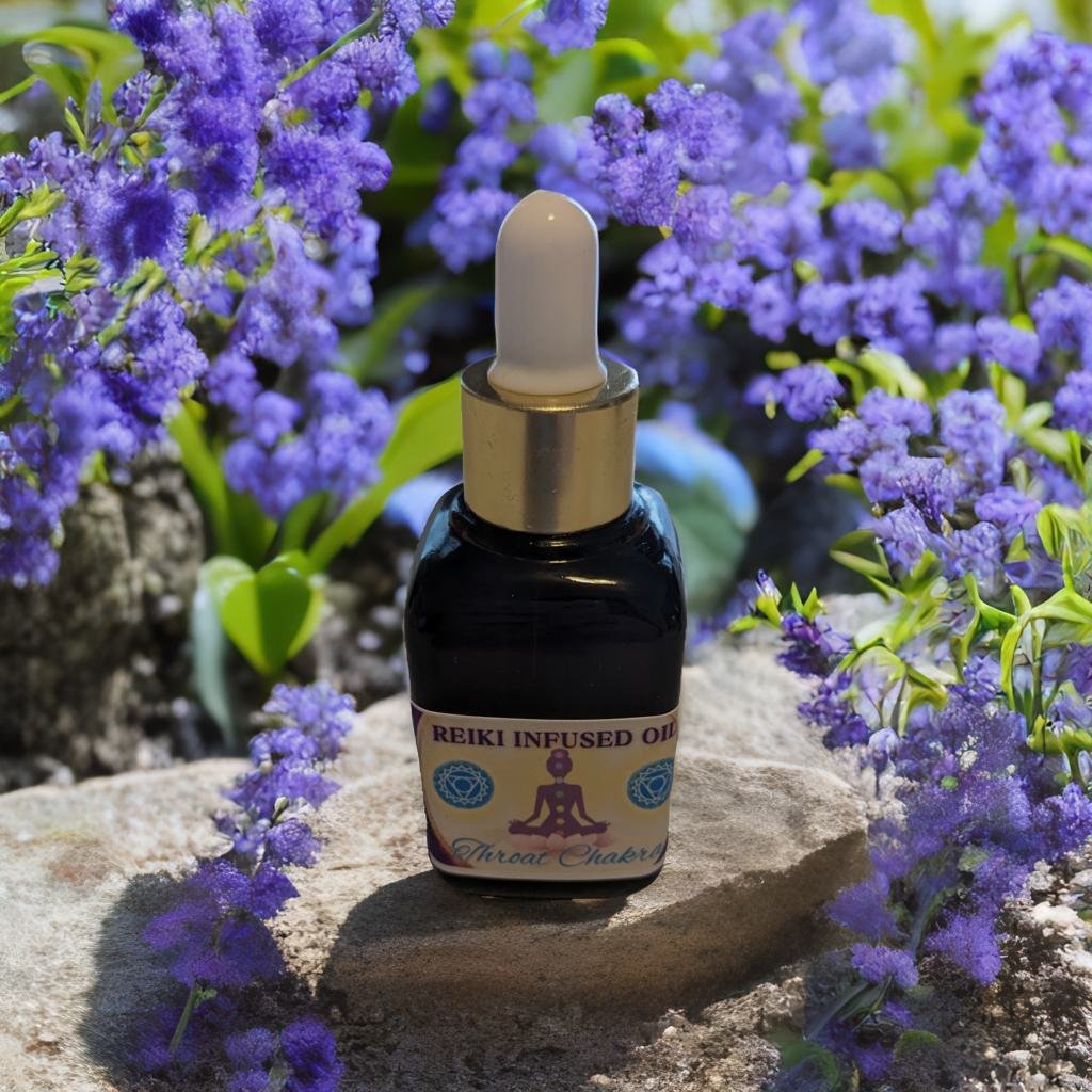 Reiki Infused 1 oz Dropper Bottle Oils with Crystals