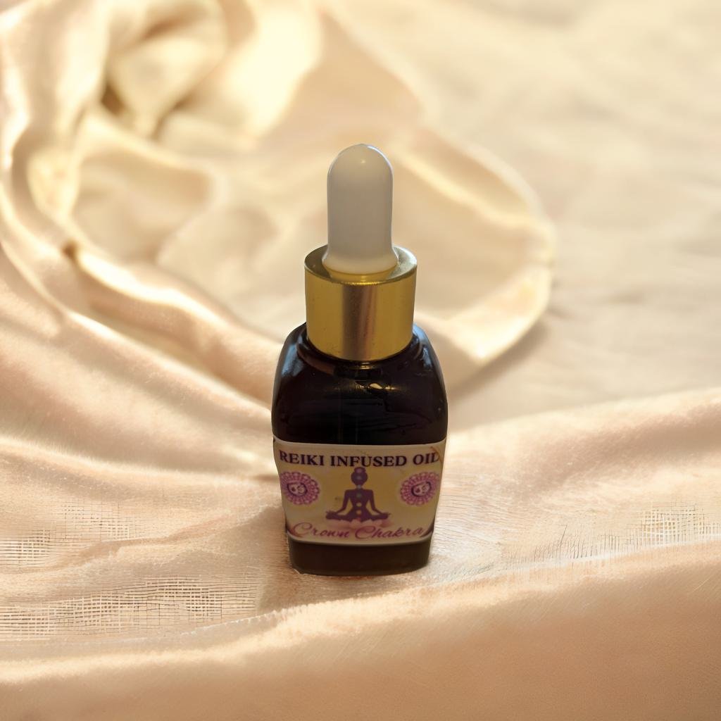 Reiki Infused 1 oz Dropper Bottle Oils with Crystals