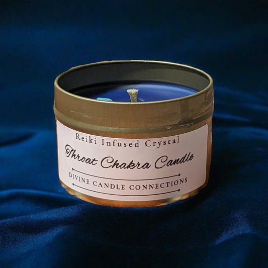 Reiki-Infused Turquoise & Spearmint Throat Chakra Candle: Illuminate Your Authentic Voice