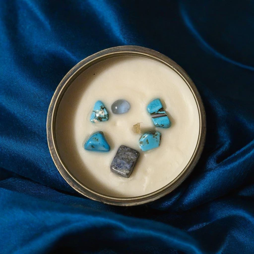 Reiki-Infused Turquoise & Spearmint Throat Chakra Candle: Illuminate Your Authentic Voice